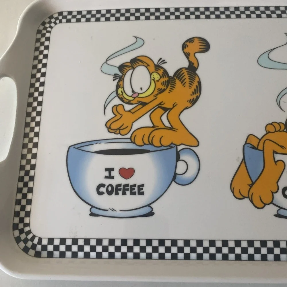Vintage Paws Garfield The Cat Double Handle Serving Tray I Love Coffee